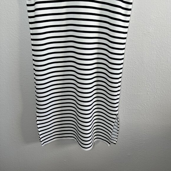 Spanx Airessentials Black White Midi Striped T-Shirt Dress Short Sleeve Medium - Picture 3 of 12